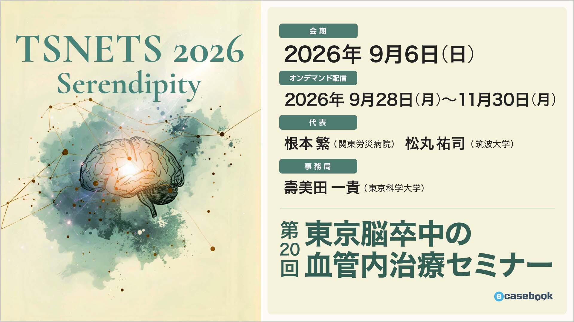 第20回 東京脳卒中の血管内治療セミナー（TSNETS2026） | e-casebook